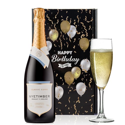 Nyetimber Classic Cuvee 75cl And Flute Happy Birthday Gift Box